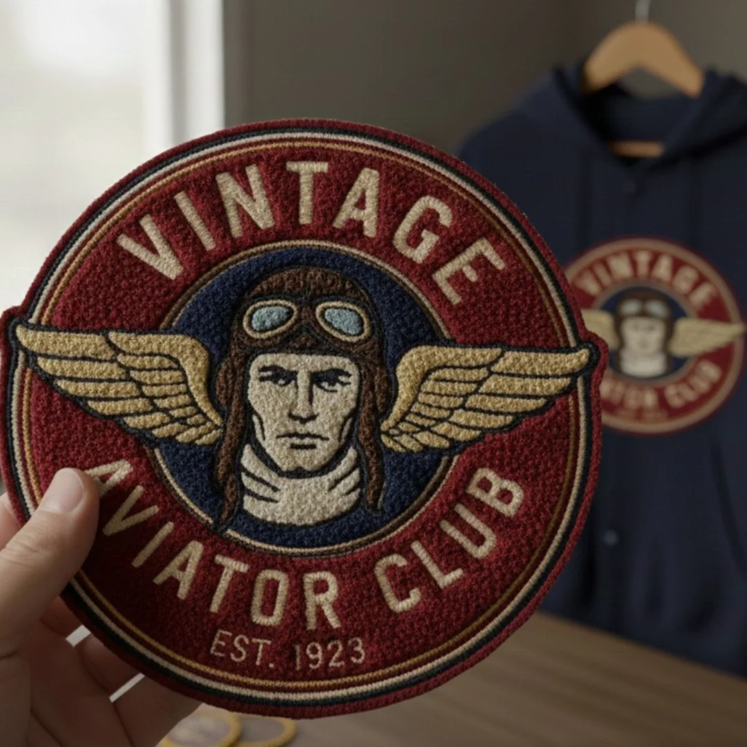 Chenille Patches in hoodie