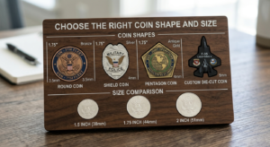 Challenge coin shapes and sizes including round shield pentagon and custom die cut designs-clean