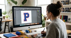Digital design process for custom chenille patch creation on computer-clean